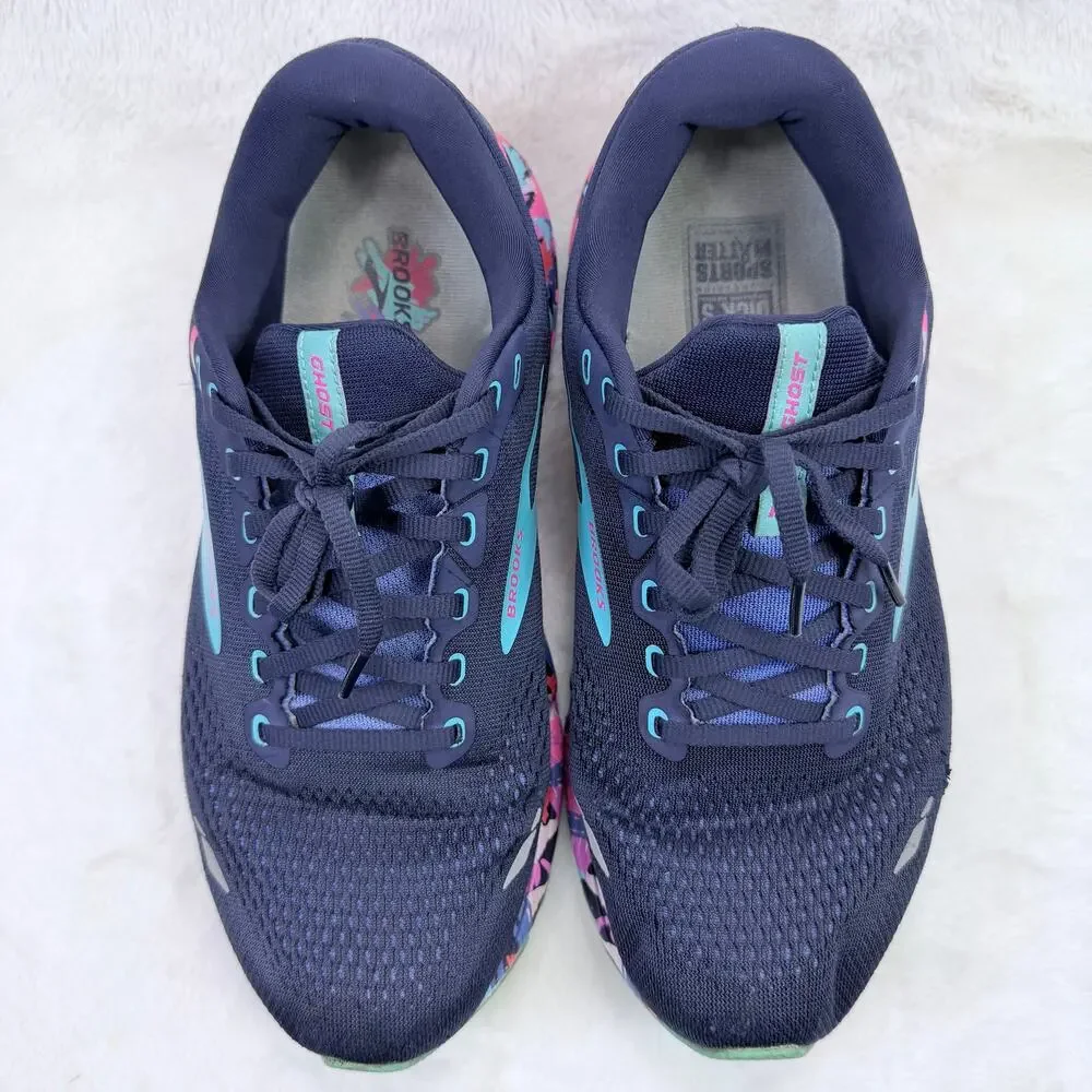 Brooks Ghost 15 Women's Eclipse Baja Blue Pink Running Shoes Size 11 Wide